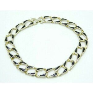 Pcraft Black Enamel Chain Link Gold Tone Necklace